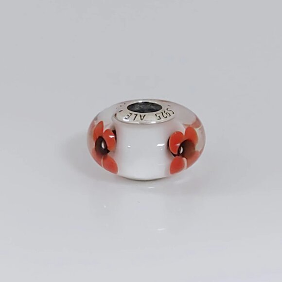 Pandora Red Poppy Murano Glass Charm Bead S925 ALE with box - Picture 4 of 5